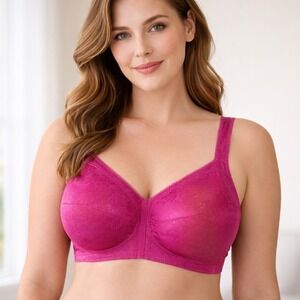 Playtex Floral Jacquard Bra Pink Fuchsia Womens 40DD